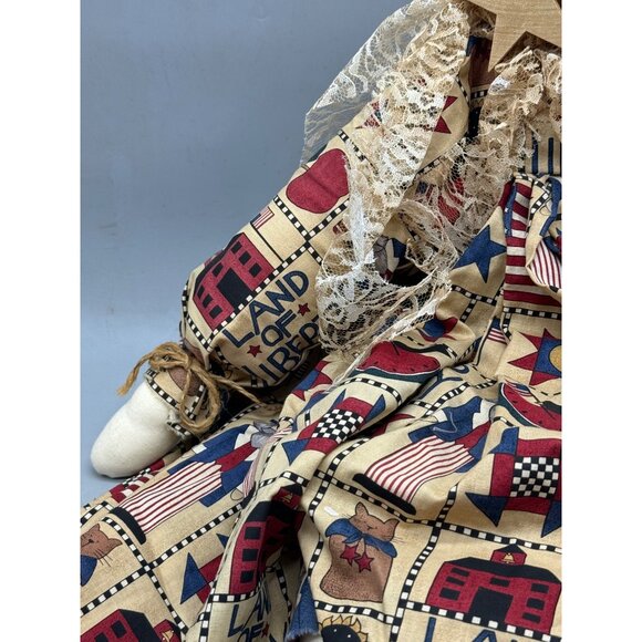 large Handcrafted Giraffe Doll Patriotic Dress & Lace Accents wood brown READ - Picture 6 of 12